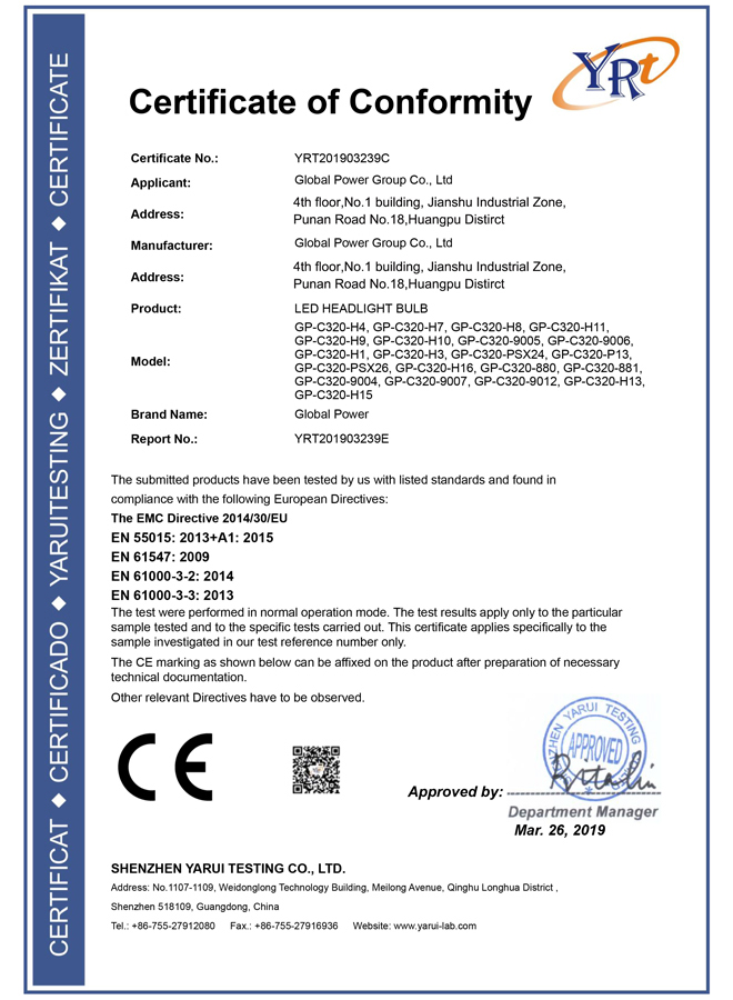 C320 CE certificate